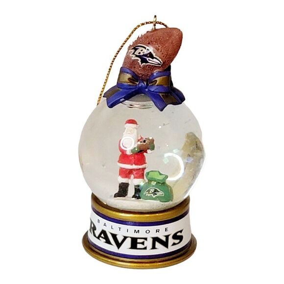 Baltimore Ravens Tree Ornaments Danbury Mint Christmas Snow Globes 3.25" Tall - Picture 1 of 7